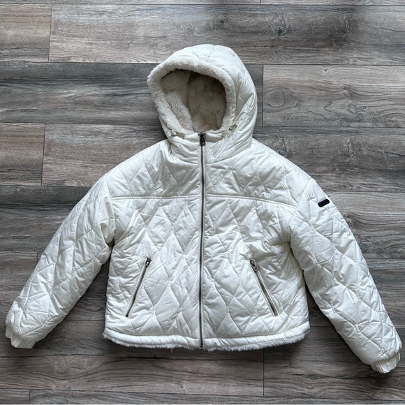 Lucky Brand Reversible Faux Sherpa Jacket Coat Size Medium - Picture 6 of 16